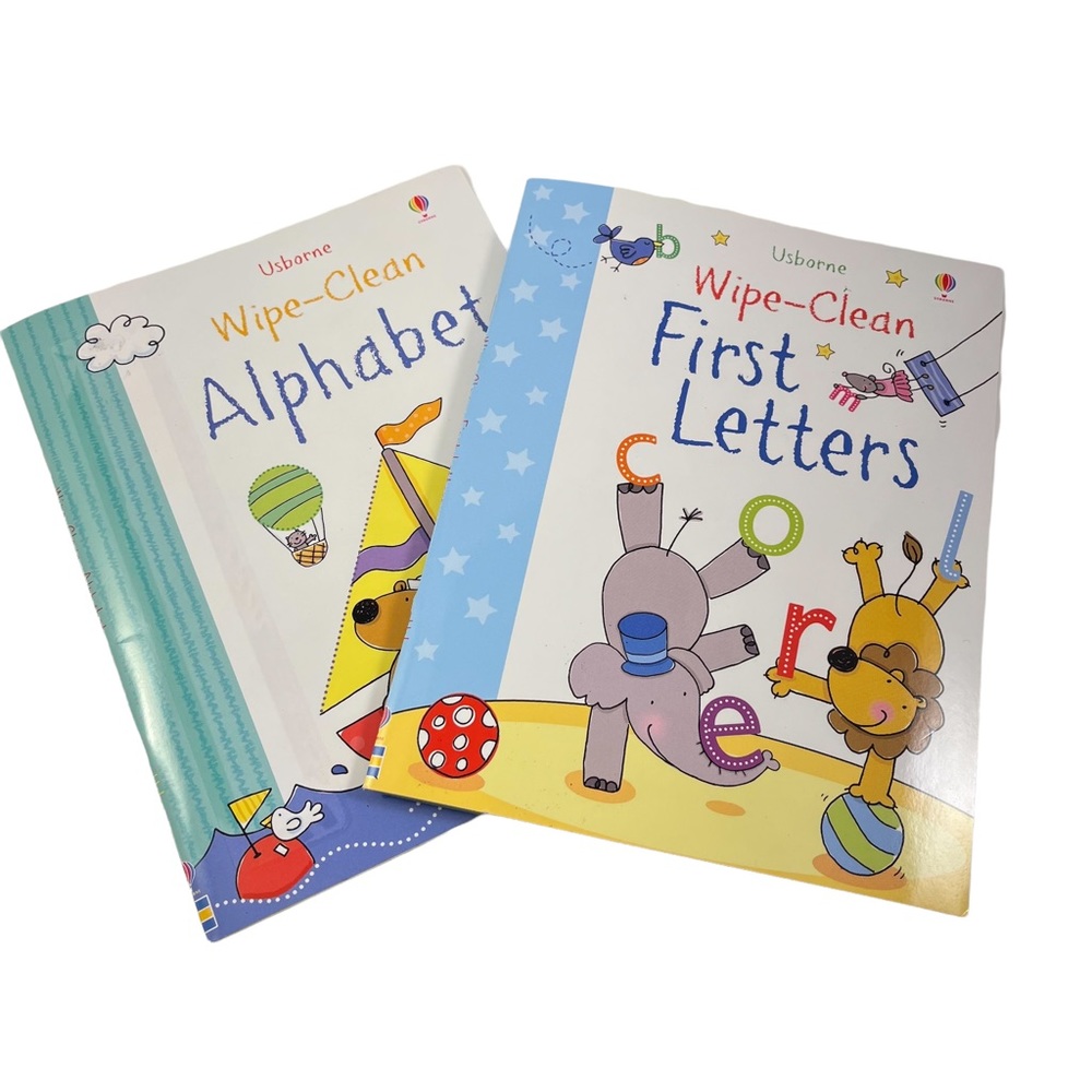 2 Usborne alphabet dry erase activity workbooks. Intro alphabet tracing and more